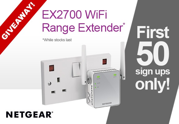 CLAIM! NETGEAR EX2700 WiFi Range Extender. While Stocks Last. First 50 sign ups only!